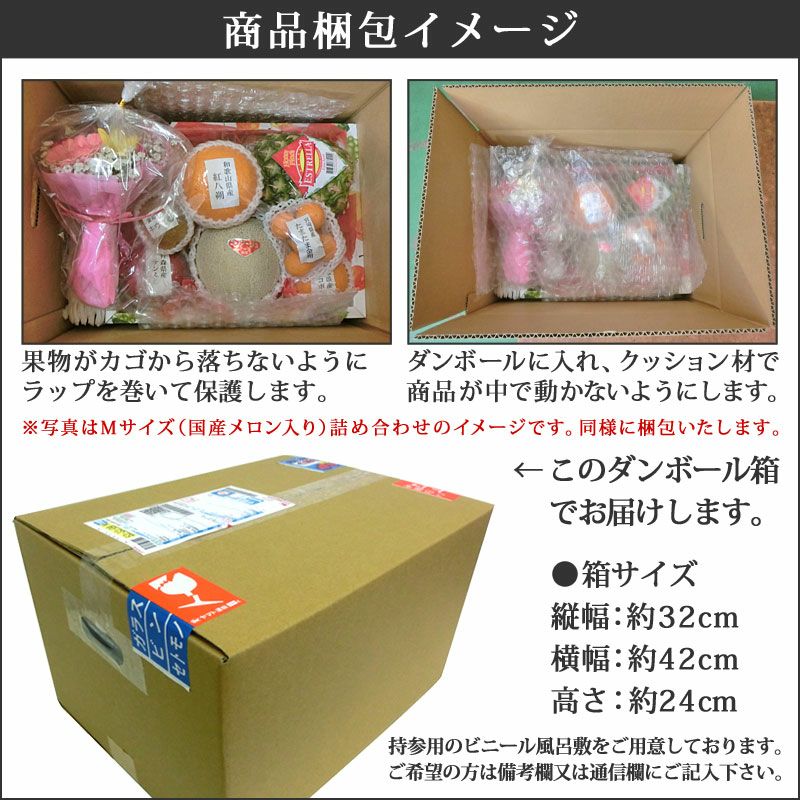 レインボーカーネーションの生花付き果物詰め合わせ